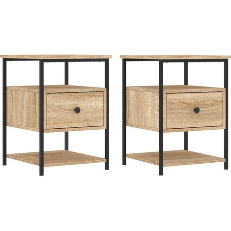 Mesitas de noche 2 piezas roble sonoma 40 x 42 x 56 cm madera de ingeniería marrón DEC035286