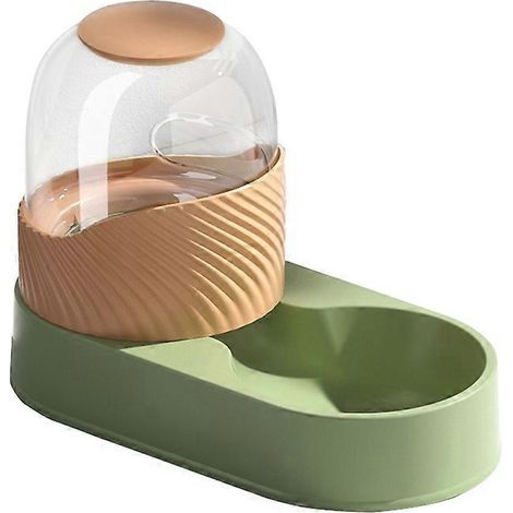 Distributeur automatique de nourriture et d'eau pour animaux de compagnie - Alimentation par gravité - Vert orange (1/5)