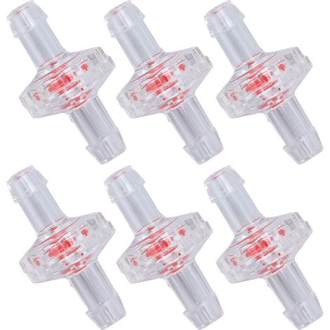 Clapet anti-retour 1 voie 10 pièces, PP plastique transparent 7mm, raccord cannelé pour tuyau, stop eau, membrane pour admission d'air et alimentation. (1/5)