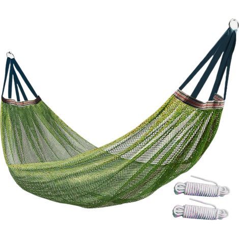Hamac de camping - Double hamac d'extérieur avec filet et mouche de pluie - Résistant aux intempéries - Moustiquaire - Installation facile - Comprend des sangles d'arbre et des mousquetons - Parfait (1/5)