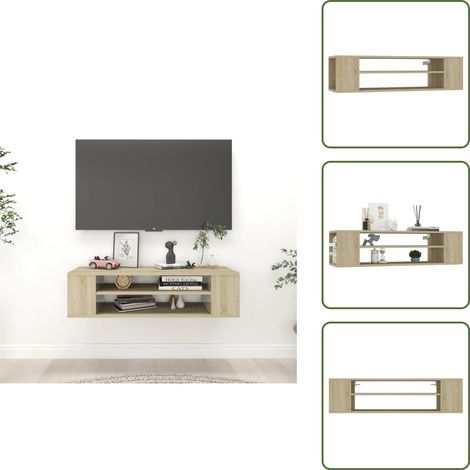 Meuble TV suspendu Chêne sonoma 100x30x26,5 cm Bois ingénierie - Meuble Tv Suspendu - Meuble Tv Moderne - Meuble Tv Design - Étagère Murale - Support Tv