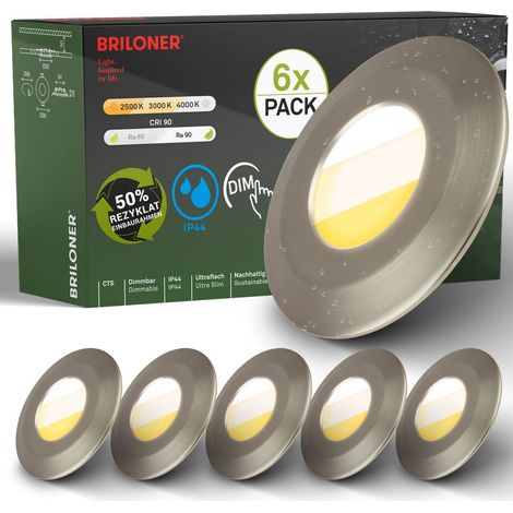 6er Set LED Bad Einbaustrahler LED Einbauleuchten Bad Spots CTS dimmbar Ra90