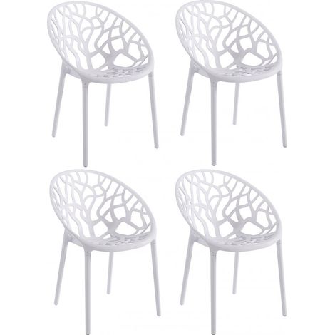 Lot de 4 chaises de salle à manger/cuisine pour intérieur ou extérieur coloris blanc - Longueur 59 x Largeur 59 x Hauteur 79 cm (1/5)