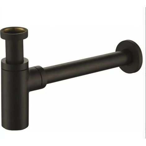 Universel Siphon de Lavabo, G1 1/4 , Siphon Anti Odeur, Matériau en laiton Acier Inoxydable Syphon Lavabo Salle de Bain, Siphon de Lavabo avec Ouverture de Nettoyage Amovible,noir mat (1/4)