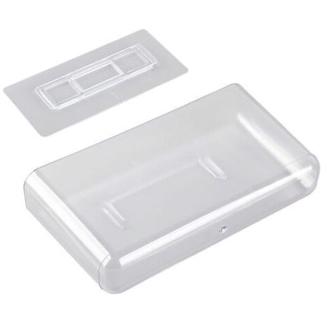 Bac de rangement adhésif transparent en plastique, support de rangement mural flottant, organisateur de bureau pour chambre et salle de bain, taille L (1/5)