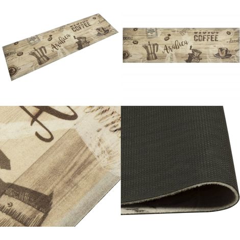 Küchenteppich Waschbar Kaffee Braun 45x150 cm Samt - Küchenläufer - Samt - Kaffeefarbe - Rutschfest - Maschinenwäsche - Home & Living (1/5)