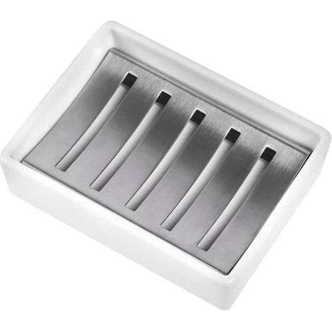 Seifenschale, doppelwandiger Seifenhalter aus Edelstahl SUS304 und Keramik, Seifenschale mit Abfluss für die Dusche im Badezimmer (1/4)