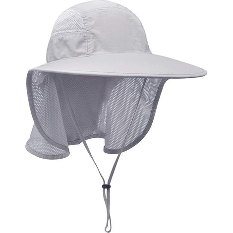 Chapeau De Soleil Unisexe Avec Rabat Cou - Protection Uv Et Mesh Respirant - Pour Randonnée Pêche Jardinage - Gris Clair