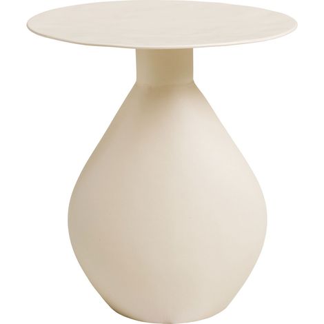 Tavolino d'appoggio Calais in metallo smaltato bianco sporco ø36×40 cm