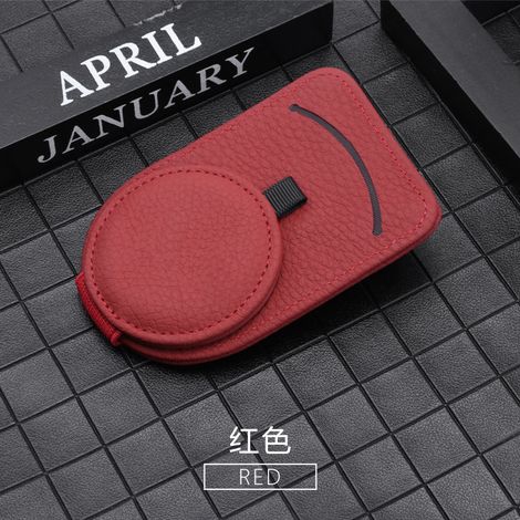 Porte-lunettes de soleil pour pare-soleil de voiture, clip magnétique en cuir, universel pour accessoires intérieurs de pare-soleil de voiture (2 pièces rouges) (1/2)