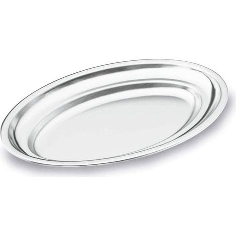LACOR Platte oval aus Edelstahl, Silber [45 x 29 cm]