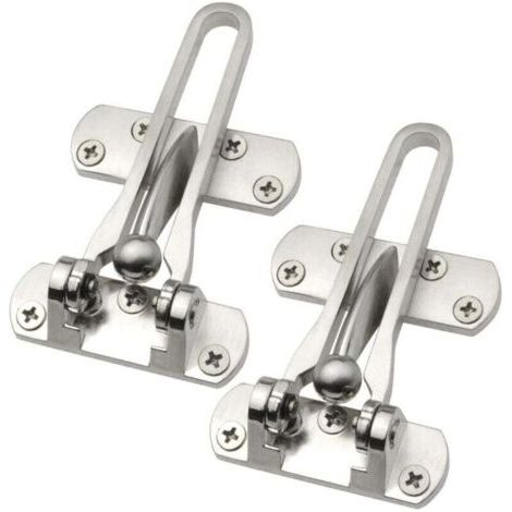Verrou de sécurité pour porte d'entrée, lot de 2 verrous de sécurité enfant, verrou de renforcement pour la maison, convient aux portes tournantes et aux portes d'hôtel, en alliage d'aluminium massif (1/4)
