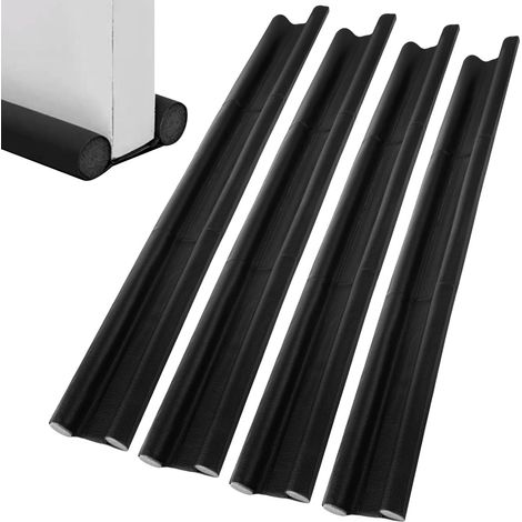 Lot de 4 Boudin de Porte 96 cm Noir - Joint de Bas de Porte Double Isolation en Cuir PU et Mousse - Butée de Porte Anti-Froid, Anti-Bruit - Coupe-vent Ajustable pour Entrée et Chambre (1/5)