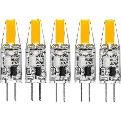 G4 LED 220 V, 3 W, 2700 K, Warmweiß, 160 lm, Silikon-Glühbirne, Ersatz-Traditionelles 30-W-Halogen-Glühbirne, Paket mit 5 Batterien (1/5)