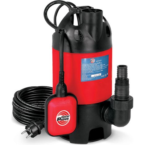 Pompe vide caves pour eaux chargées 750W – Débit 12500l/h – Hauteur de refoulement max 8m – Profondeur d'immersion max 7m – Master Pumps