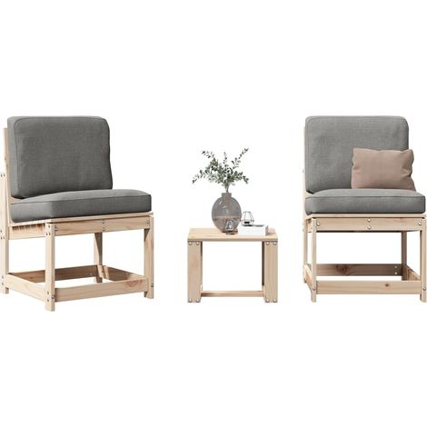 Salon de jardin 3 pcs bois massif de pin (1/5)