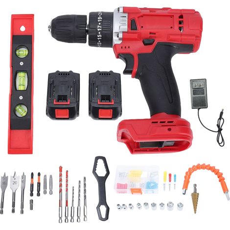Cordless Drill Driver Kit 25+1 Setting 25N.m Torsion 1500RPM 3/8in Keyless Chuck Electric Screwdriver for Home Auto Repair US Plug