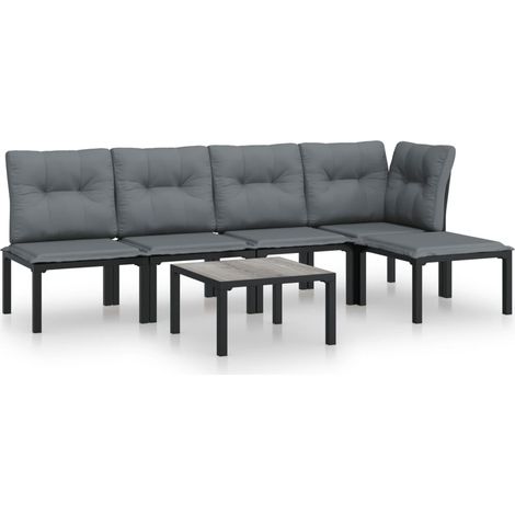 Maison Exclusive - 6-tlg. Garten-Lounge-Set Schwarz und Grau Poly