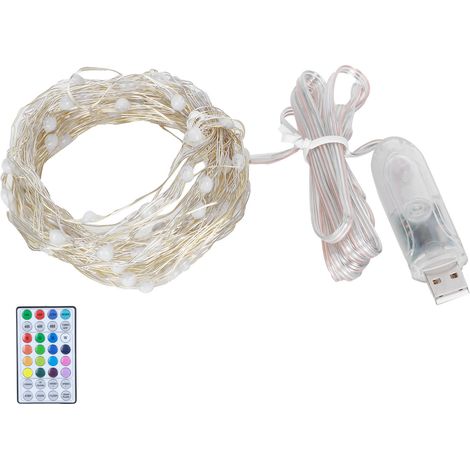 Guirlande lumineuse 10m 100LED 16 couleurs télécommande USB étanche IP44 lampe pour chambre fête maison (1/5)