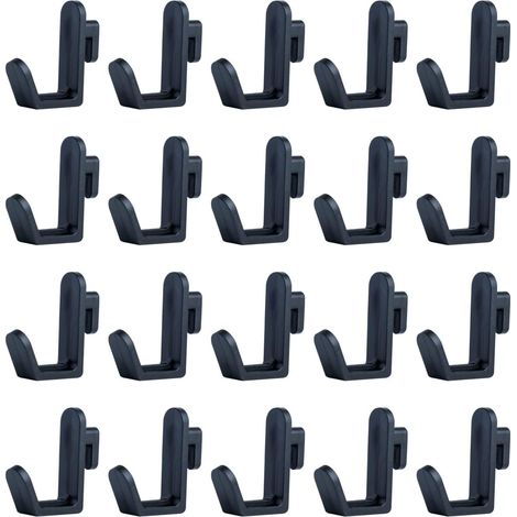 CCYKXA Lot de 20 crochets en forme de J en plastique pour ranger et organiser les accessoires d'outils (Noir) (1/5)