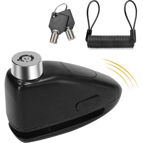 Candado de disco para bicicleta, alarma de carga tipo C, negro (BG-4121)