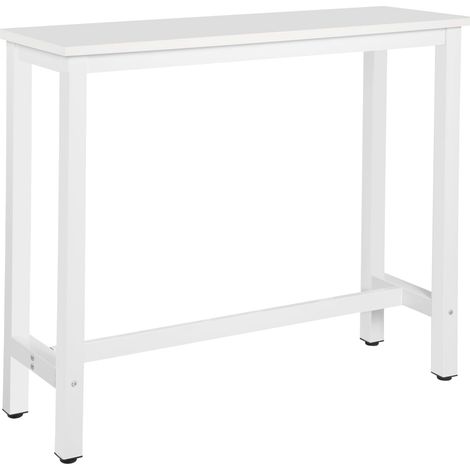 Woltu – Table de bar en métal et bois massif 120x40x100 cm – Plateau imperméable et résistant aux rayures – Pour usage professionnel