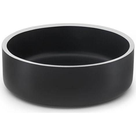 lionto Katzennapf Edelstahl, robuster & hygienischer Futternapf rutschfest, langlebig & stilvoll, 17 cm Durchmesser, 825 ml, schwarz