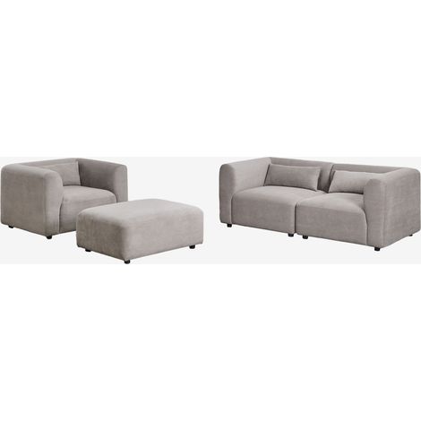 Set soggiorno con divano componibile in 2 pezzi, poltrona e pouf Fogler SKLUM            