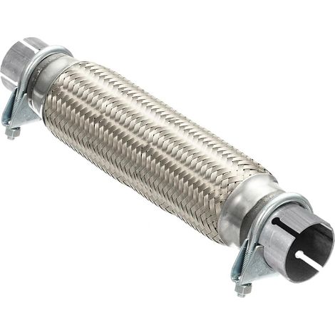 Tuyau Flexible d'échappement de Voiture avec 2 Colliers 45mm X 250mm/350mm Échappement Flex Tuyau Double Tresse Tuyau Flexible de Réparation Acier Inoxydable Tube D'échappement Joint Flex (1/5)