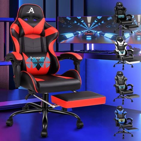 Gaming Stuhl Massage Racing Büro PU-Leder höhenverstellbar 180 kg Rot (1/5)
