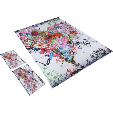Ensemble housse de couette et taie d'oreiller en fibre de polyester, motif floral luxueux, kit de literie pour chambre à coucher, 135 x 200 cm / 53,1 x 78,7 pouces (1/5)