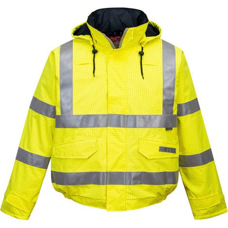 Cazadora de alta visibilidad, ignífuga y antiestática Bizflame Rain corta S773 L Amarillo
