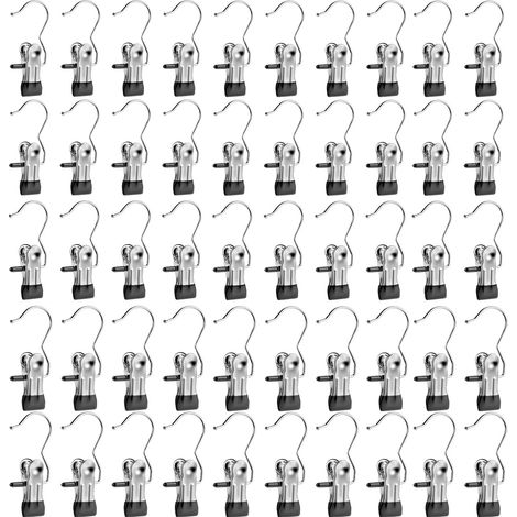 Cintres - Corps Métal Chromé - Crochet Rotatif 360° - Pinces Recouvertes PVC - Pour Vêtements - Lot de 50 (1/5)