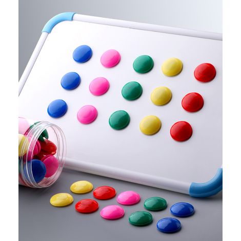 Lot de 80 aimants ronds en plastique de 20 mm pour réfrigérateur, boutons magnétiques de 5 couleurs pour tableaux d'affichage et planification (1/5)