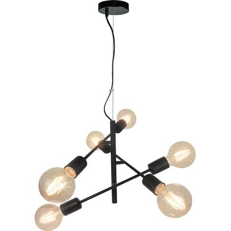 Suspension ou lustre Tub 135cm réglable métal noir compatible LED (1/4)
