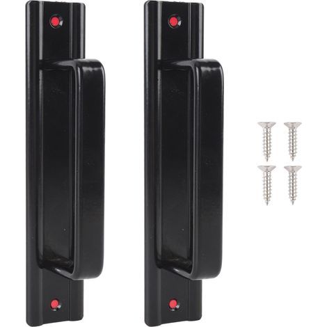 Poignées de porte de grange, 2 pièces, traction coulissante pour tiroir d'armoire en verre, alliage d'aluminium noir (1/5)