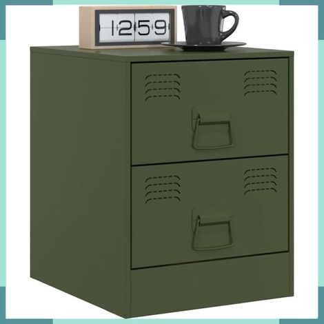 Table de chevet - 841628 - vert - acier - 34,5 x 39 x 44 cm (1/5)