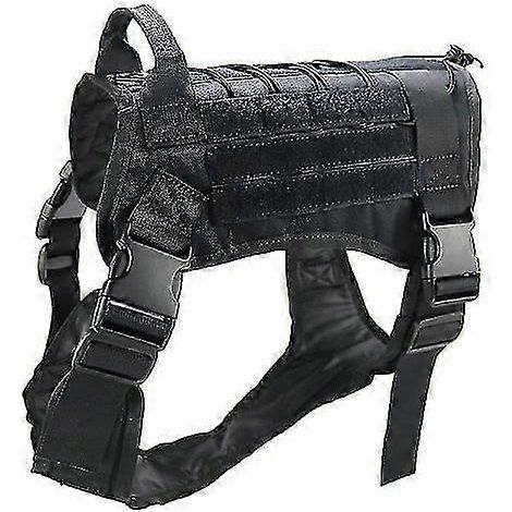 Filiyano-Harnais tactique pour chien avec poignée en nylon, harnais d'entraînement réglable, gilet pour animaux de compagnie, noir, taille XL (1/4)