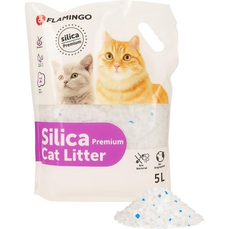 Litière pour Chat Silice Gros Grains - 5L pour 6 SEMAINES - Absorbe Rapidement et neutralise Les Mauvaises odeurs - Non-agglomérante (1/2)