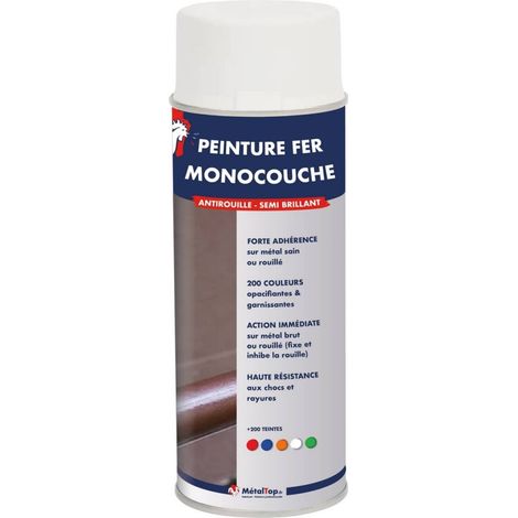 Peinture Fer Monocouche - Rouge basque - RAL 3004 - Bombe 400 ml - Métaltop