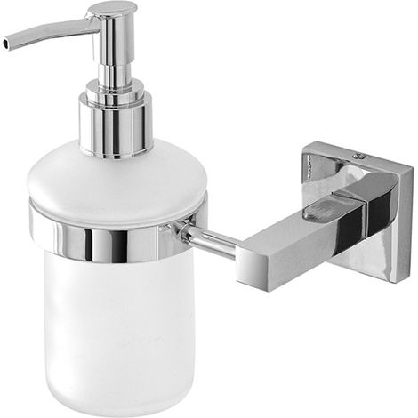 Dosatore sapone liquido a muro in vetro satinato e metallo cromato Rock