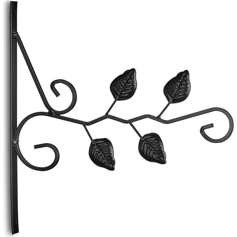 Lot de 2 crochets de suspension décoratifs fer pour murs jardin terrasse extérieur en fer noir (1/4)