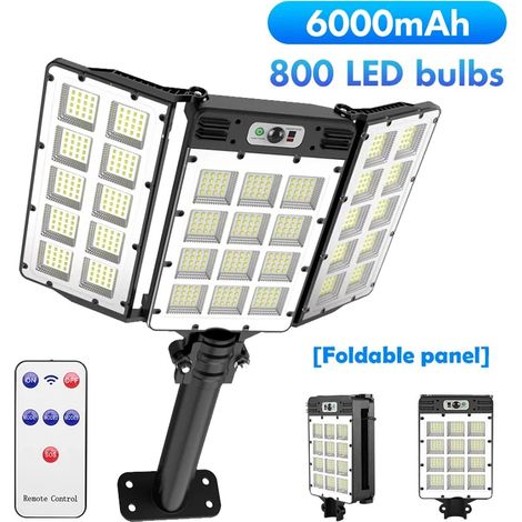 (800 LED) Lampe solaire extérieure ultra-lumineuse avec détecteur de mouvement, étanche, compatible avec les lampadaires et appliques murales pour jardin. (1/5)