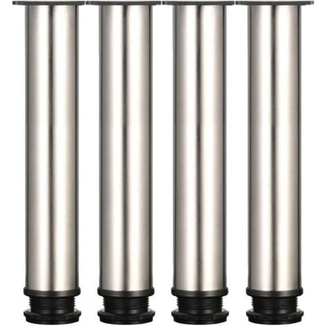 FENOPLASTICA4 pieds réglables - hauteur 250 mm, pieds de meuble épais, hauteur réglable 0-15 mm, pieds de table, pieds de meuble, acier inoxydable brossé - vis en acier inoxydable incluses (1/4)