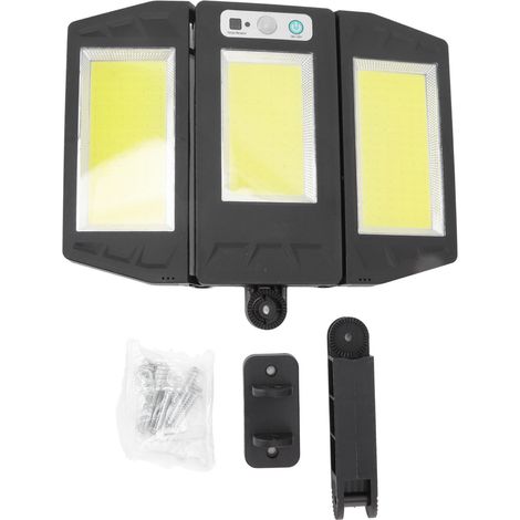 Lampadaire solaire à détecteur de mouvement, applique murale solaire 3COB à détecteur de présence, étanche IP65 pour extérieur (cour, jardin, allée, etc.), éclairage public (1/5)