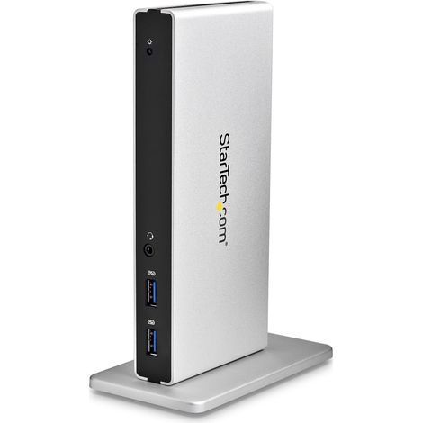 StarTech.com Station d'Accueil USB 3.0 pour Deux Écrans avec Adaptateurs DVI vers VGA et HDMI, 5x USB 3.0 et Audio - Station d'Accueil DVI Verticale pour Mac et Windows