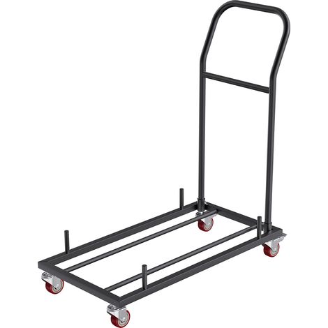 Mophorn Carrito de hierro plegable para sillas con capacidad para 12 sillas, carrito con 4 ruedas, carrito de almacenamiento y transporte para apilar sillas de plástico y madera, color negro (1/5)