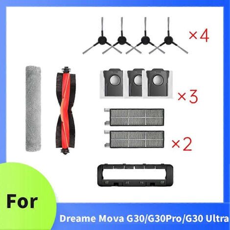 NALOOKAMIC Lot de 12 pièces de rechange pour aspirateur Dreame Mova G30/G30 Pro/G30 Ultra : brosse, filtre HEPA, sac à poussière et chiffon de nettoyage. (1/4)