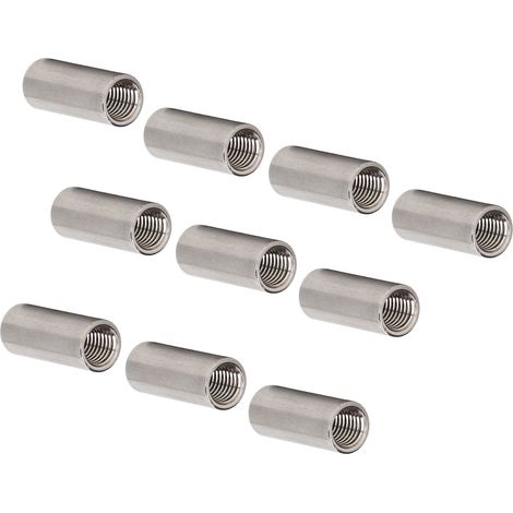 10 Écrous de Raccordement Ronds en Acier Inoxydable 304, Pièces de Fixation Filetées pour Assemblages Cylindriques (1/5)