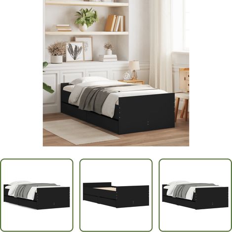 Schubladenbett - Bett mit Schubladen Schwarz 75x190 cm (1/5)
